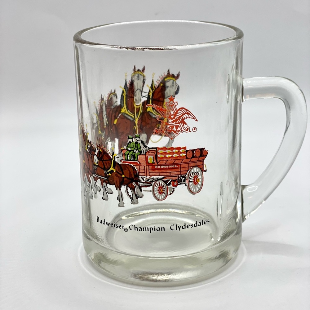 *VINTAGE* Budweiser Clydesdales Glass Christmas Mug